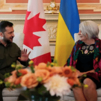 Ukrainian President Volodymyr Zelensky, left, meets with Canadian Governor General Mary Simon in Ottawa on September 22, 2023. [Source: ctvnews.ca]